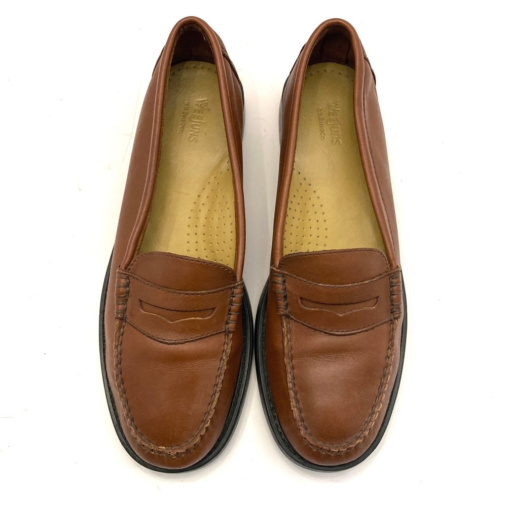 Bass Weejuns Catherine Penny Loafers Brown Leather Unlined Womens 7.5 M Slip On